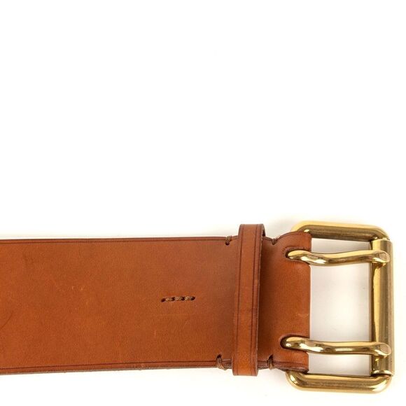 Ralph Lauren Wide Italian Calfskin Leather Double Prong Roller Buckle Belt - Picture 14 of 16